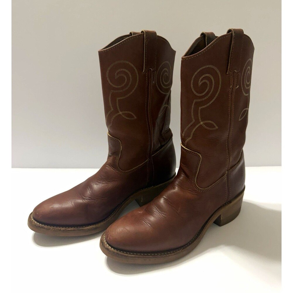 Vintage Red Wing Pecos 9801 Brown Leather Cowboy Boots Men 8D / Women 9D